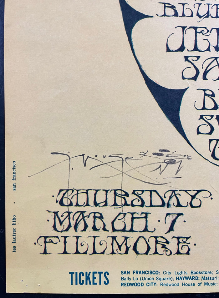 AUCTION - BG-110 - Cream - Stanley Mouse Signed - 1968 Poster - Fillmore Auditorium - Very Good