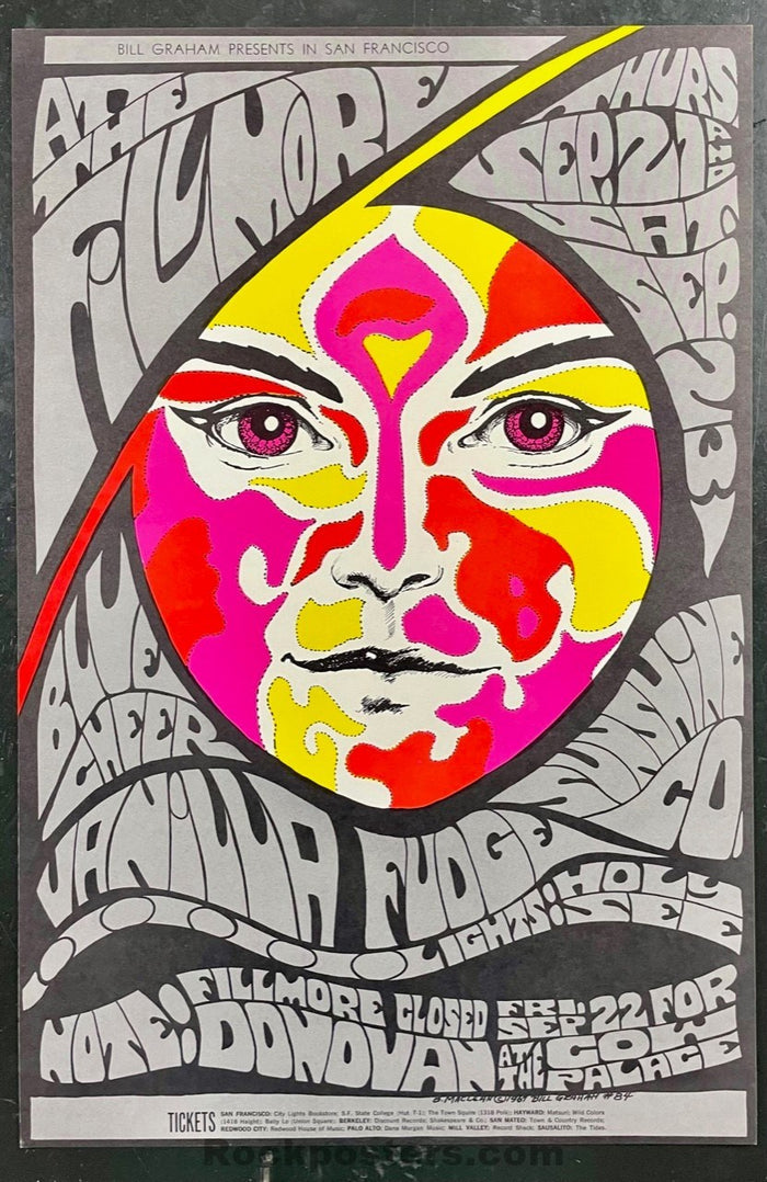 AUCTION - BG-84 - Blue Cheer Vanilla Fudge - Bonnie MacLean - 1967 Poster - Fillmore Auditorium - Near Mint