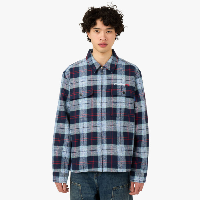 Awake NY Flannel Zip Shirt Blue