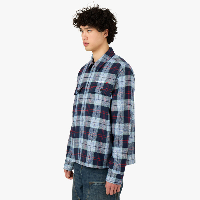 Awake NY Flannel Zip Shirt Blue