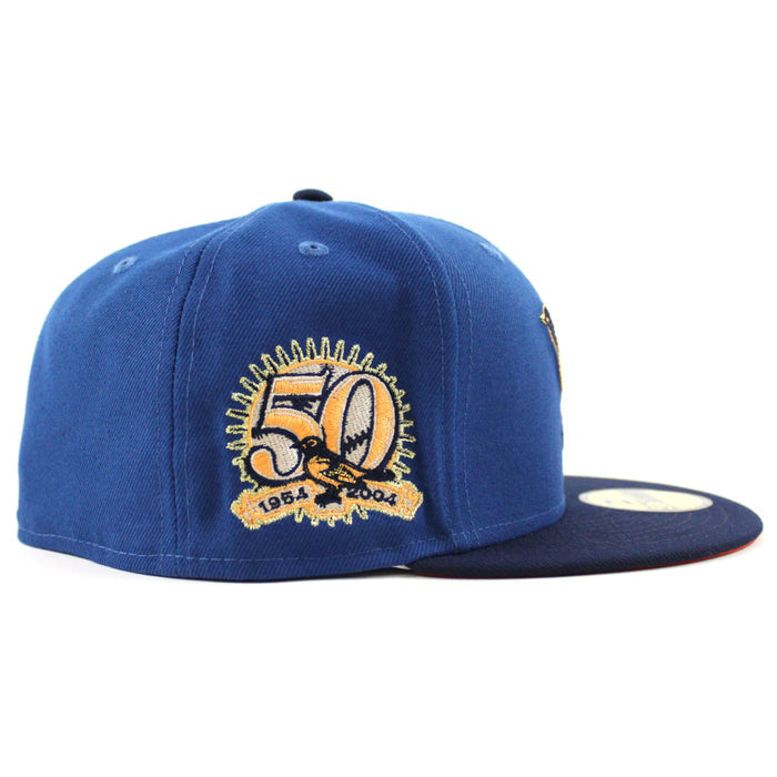 Baltimore Orioles 50th Anniversary 59Fifty New Era Fitted Hat (Light Blue Navy Orange Under Brim)