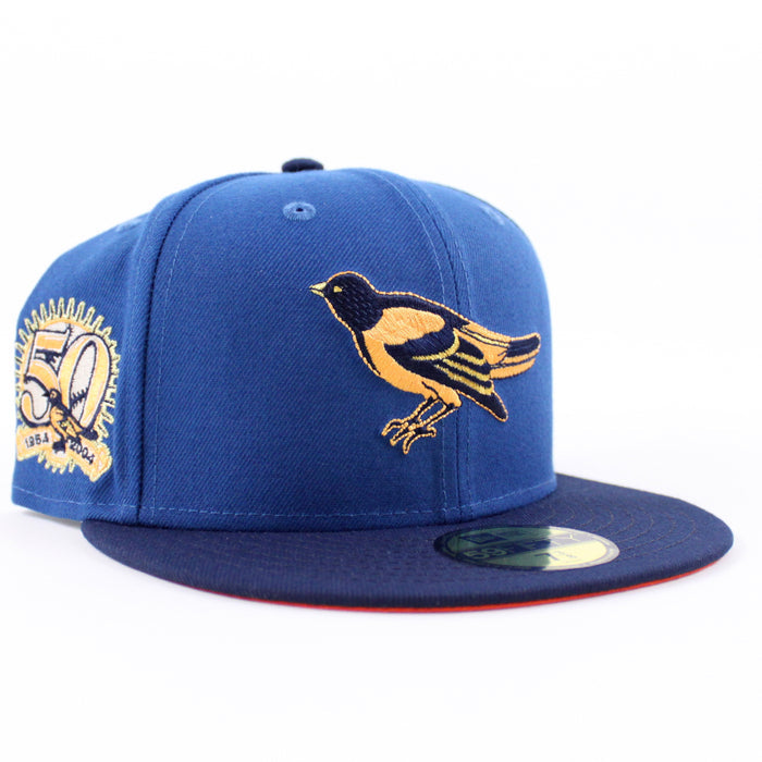 Baltimore Orioles 50th Anniversary 59Fifty New Era Fitted Hat (Light Blue Navy Orange Under Brim)