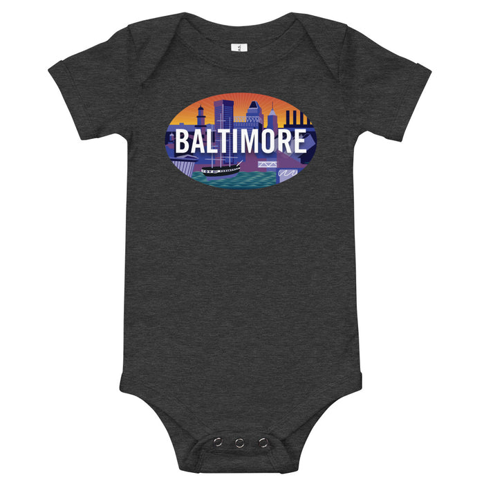 Baltimore Skyline Oval, Baby Onesie