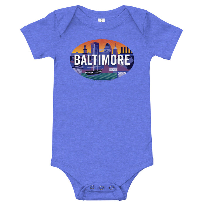 Baltimore Skyline Oval, Baby Onesie
