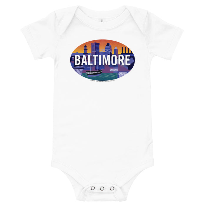 Baltimore Skyline Oval, Baby Onesie