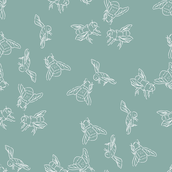 Bees Aqua Blue - Family Fabrics B.V.