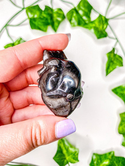 Black Obsidian Crystal Human Heart