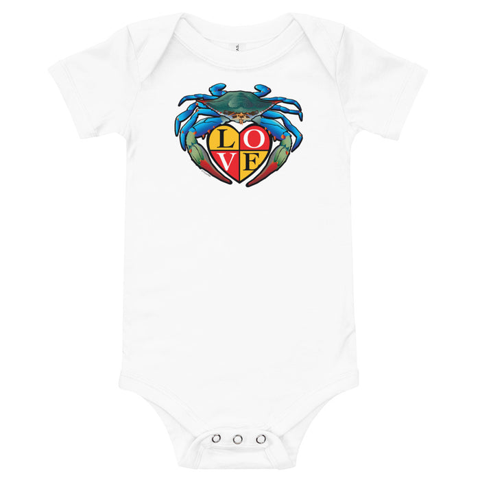 Blue Crab LOVE Crest - Baby Onesie