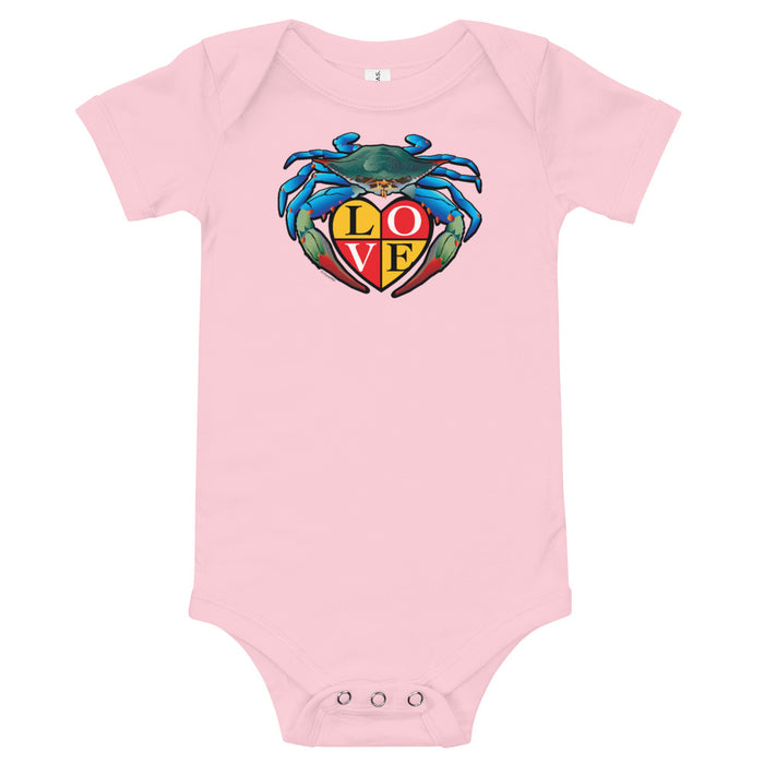 Blue Crab LOVE Crest - Baby Onesie