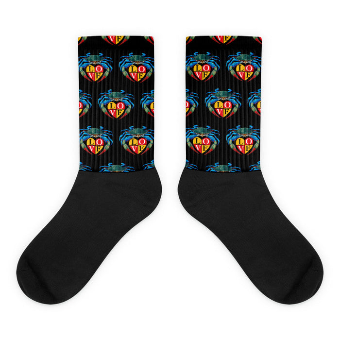 Blue Crab LOVE Crest - Black Socks
