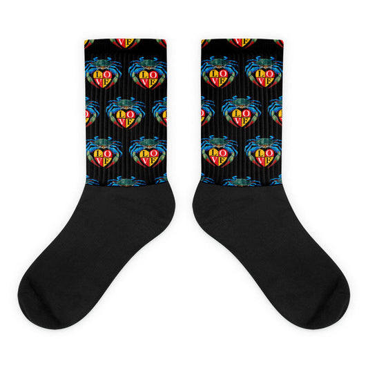 Blue Crab LOVE Crest - Black Socks