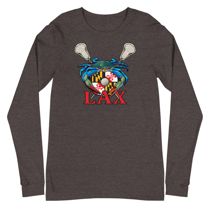 Blue Crab Maryland Lax Crest, Unisex Long Sleeve Tee