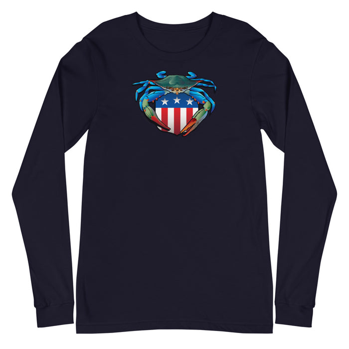 Blue Crab USA Crest, Unisex Long Sleeve Tee