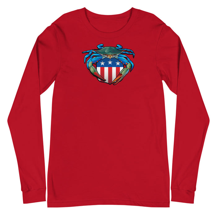 Blue Crab USA Crest, Unisex Long Sleeve Tee