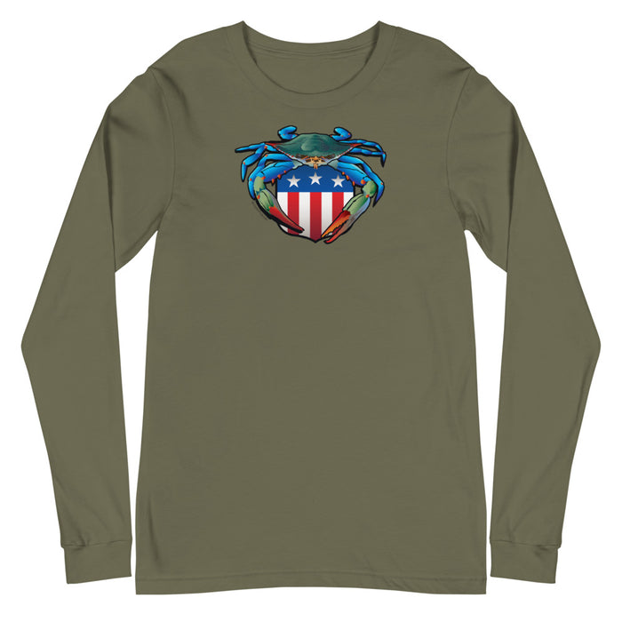 Blue Crab USA Crest, Unisex Long Sleeve Tee