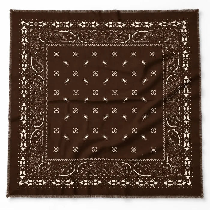 Brown Brushed Bandana Oversized Square Scarf