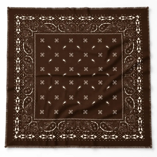 Brown Brushed Bandana Oversized Square Scarf