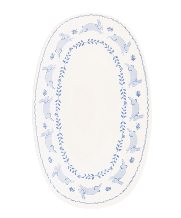 Bunny Oval Bamboo Tray