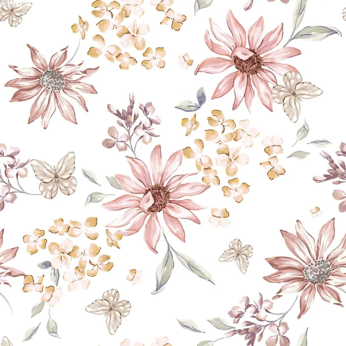 Butterflies & Flowers Off White - Family Fabrics B.V.