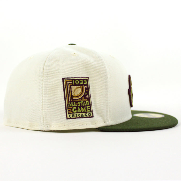 Chicago Cubs 1933 ALL STAR GAME New Era 59Fifty Fitted Hat (CHROME WHITE RIFLE GREEN MAROON Under Brim)