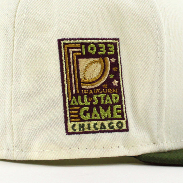 Chicago Cubs 1933 ALL STAR GAME New Era 59Fifty Fitted Hat (CHROME WHITE RIFLE GREEN MAROON Under Brim)