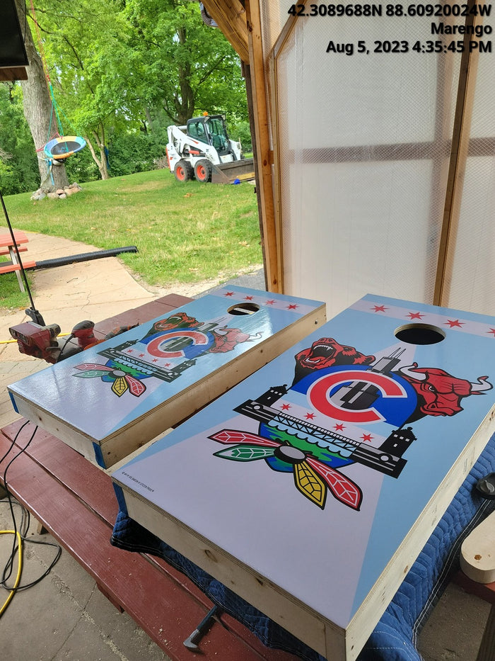 Chicago Sports Fan Crest Cornhole Board Vinyl Skin Wraps, 24x48"