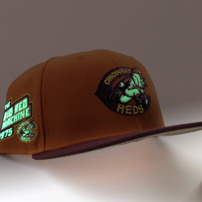 Cincinnati Reds 1975 BRM New Era 59Fifty Fitted Hat (GITD Rust Orange Maroon Camel Under Brim)