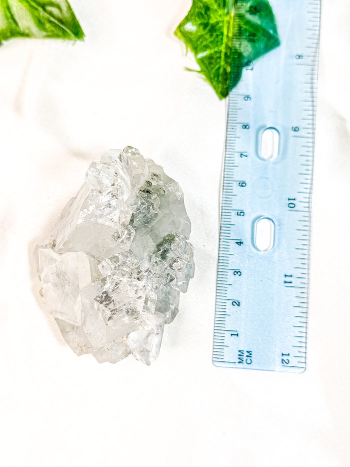 Clear Apophyllite Cluster on Blue Chalcedony Specimen #4
