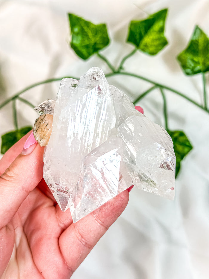 Clear Apophyllite with Peach Stilbite Specimen Cluster #3 (AAA)