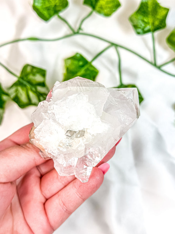 Clear Apophyllite with Peach Stilbite Specimen Cluster #3 (AAA)