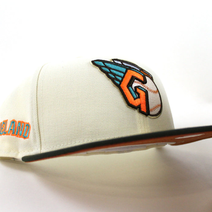 Cleveland Guardians CLEGUA CLEVELAND New Era 59Fifty Fitted Hat  (CHROME WHITE DARK SEAWEED RUST ORANGE Under Brim)