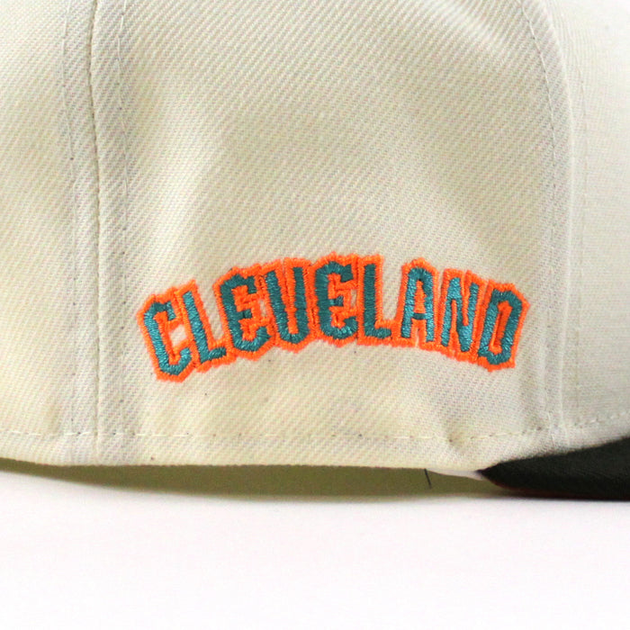Cleveland Guardians CLEGUA CLEVELAND New Era 59Fifty Fitted Hat  (CHROME WHITE DARK SEAWEED RUST ORANGE Under Brim)