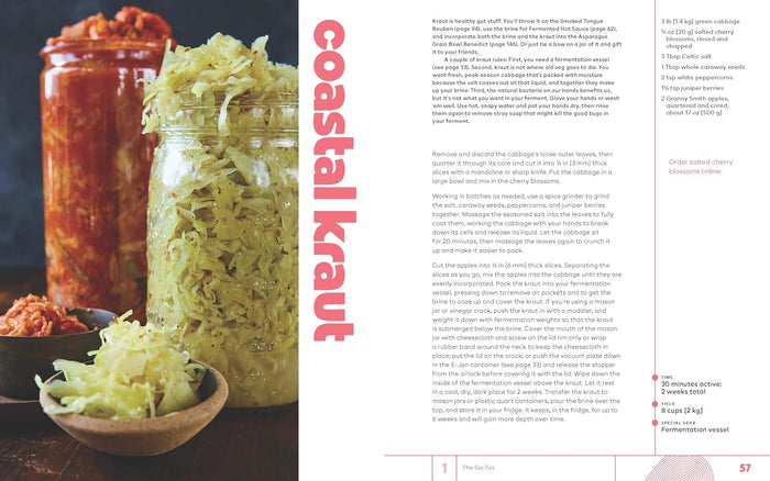 Jar of coastal kraut with text on a magazine page