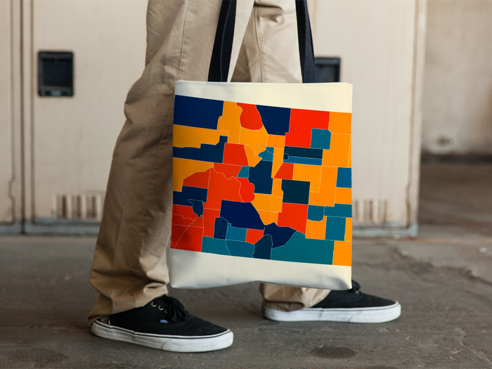 Colorado Map Tote Bag - CO Map Tote Bag 15x15