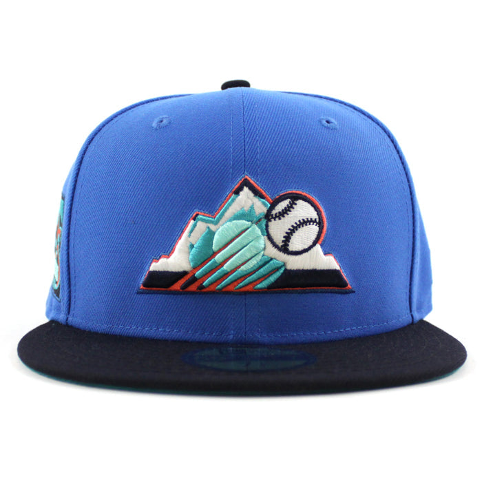 Colorado Rockies 25TH Anniversary New Era 59Fifty Fitted Hat (GITD Blue Navy Aqua Under Brim)