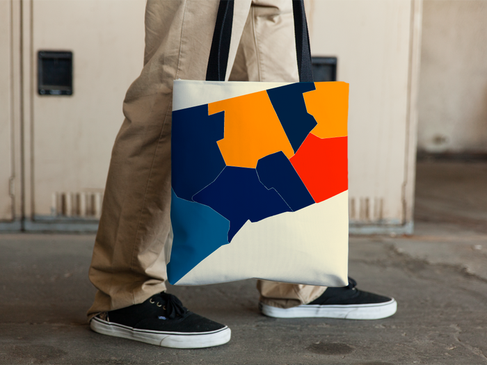 Connecticut Map Tote Bag - CT Map Tote Bag 15x15
