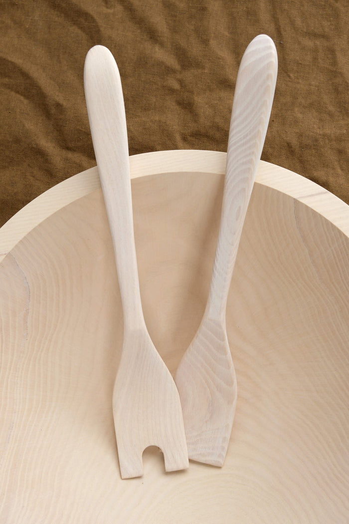 Farmhouse Pottery Home Kitchen Serving Crafted Salad Servers in White