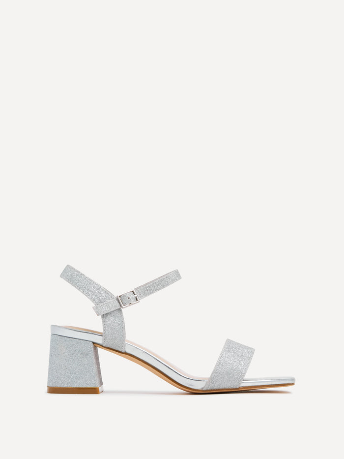 Darcie Silver Glitter Heeled Sandals