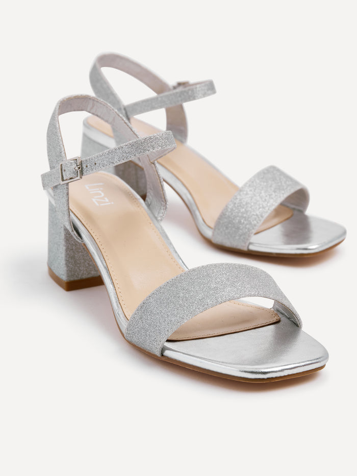 Darcie Silver Glitter Heeled Sandals