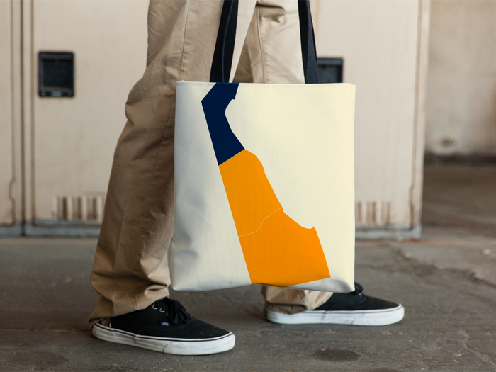 Delaware Map Tote Bag - DE Map Tote Bag 15x15