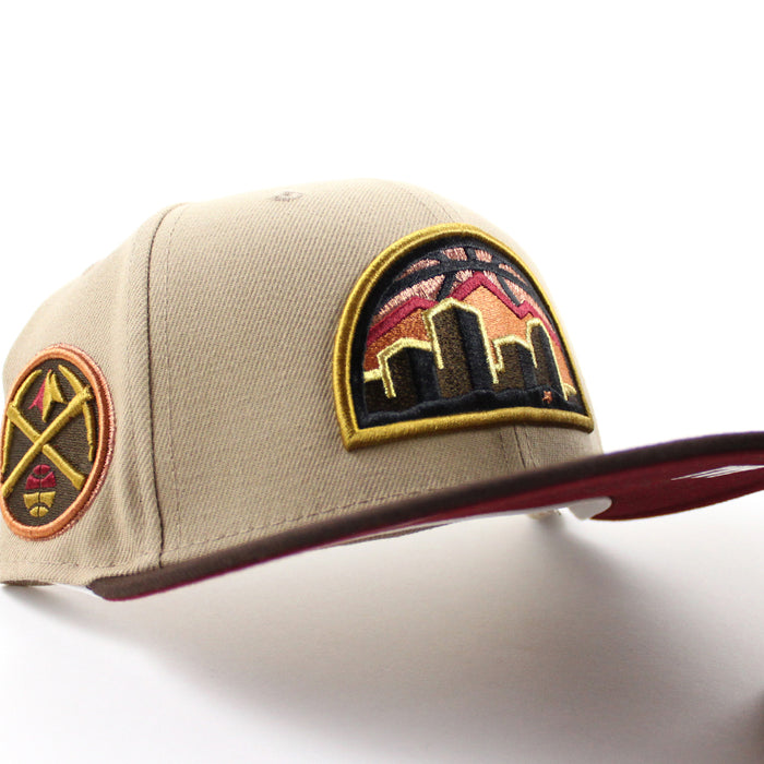 Denver Nuggets NBA New Era 59Fifty Fitted Hat (Camel Burnt Wood Red Under Brim)