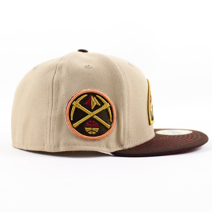 Denver Nuggets NBA New Era 59Fifty Fitted Hat (Camel Burnt Wood Red Under Brim)