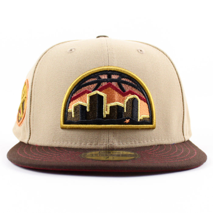 Denver Nuggets NBA New Era 59Fifty Fitted Hat (Camel Burnt Wood Red Under Brim)