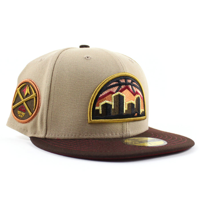 Denver Nuggets NBA New Era 59Fifty Fitted Hat (Camel Burnt Wood Red Under Brim)