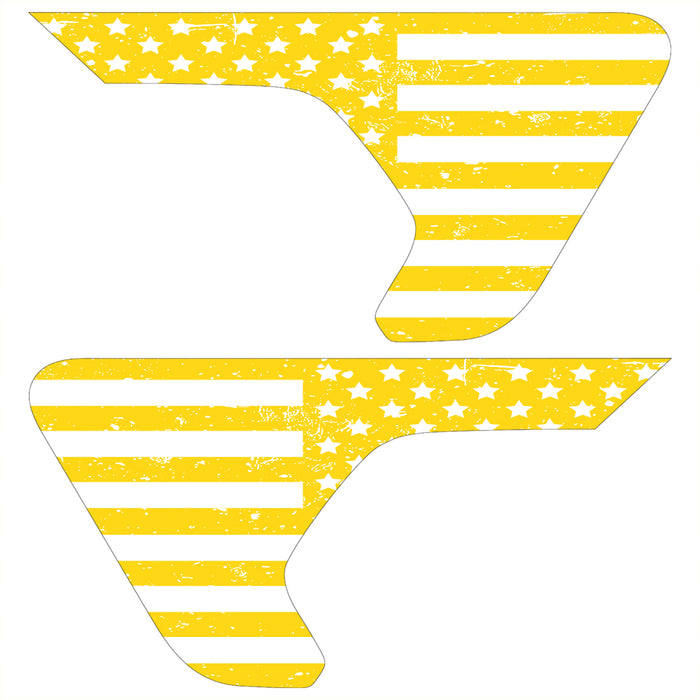 Distressed White & Yellow Flag 2pc Vinyl Fender Decal