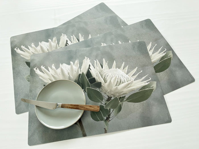 Double White King Protea Placemats