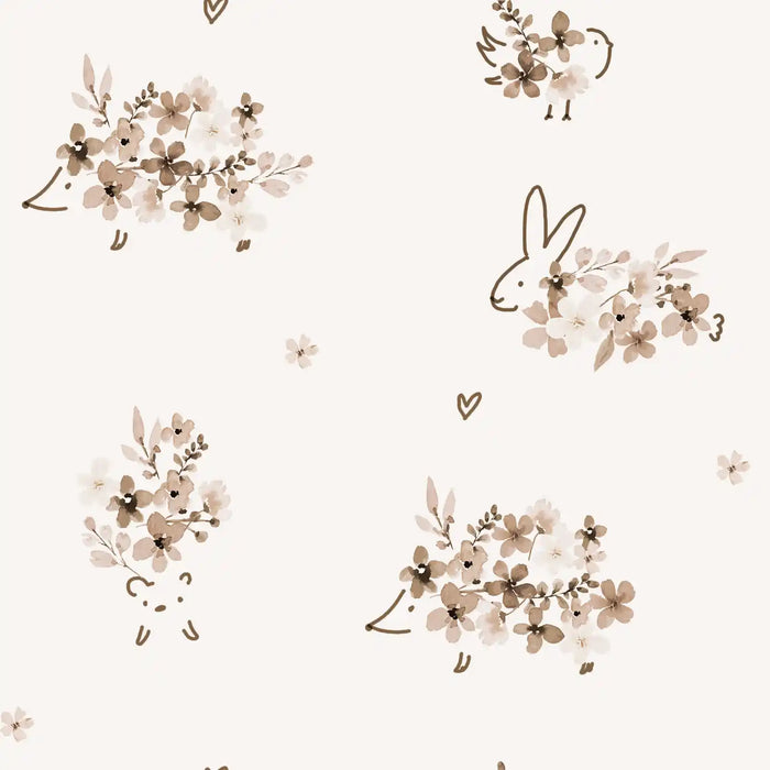 Flowers Animals Sepia - Family Fabrics B.V.