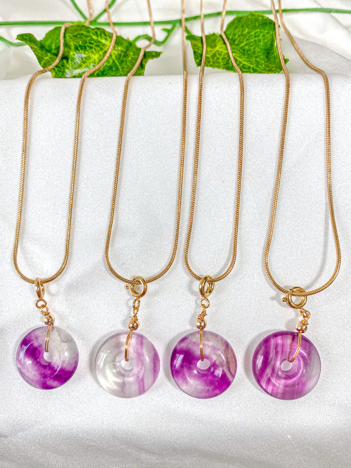 Fluorite Donut Pendant Necklace