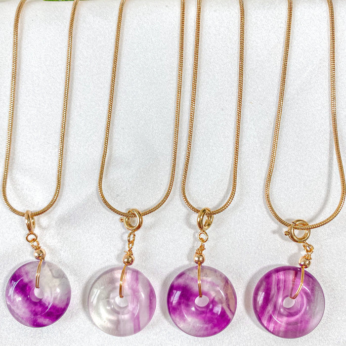 Fluorite Donut Pendant Necklace
