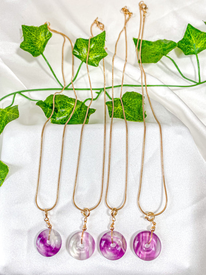 Fluorite Donut Pendant Necklace